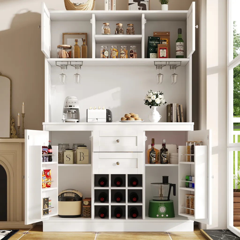 Armoire de cuisine style maison de campagne avec étagères réglables - 2