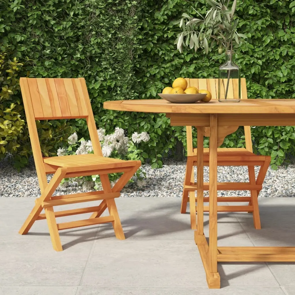 vidaXL Sedie Giardino Pieghevoli in Teak Massello 2 pz - Offerta Online - 10