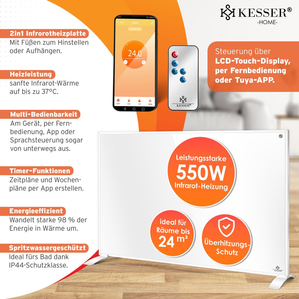 KESSER® Infrarotheizung Energiesparend Infrarot 2in1 Produktbild 2