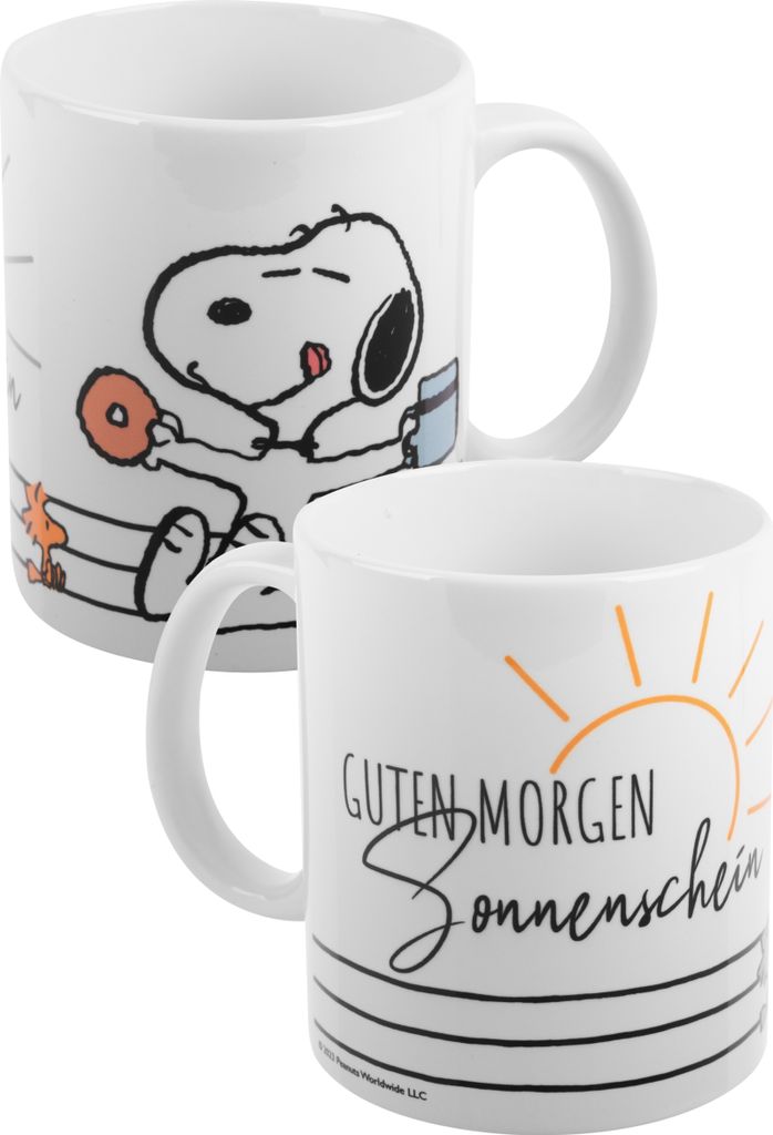 The Peanuts Tasse Snoopy - Sonnenschein - Kaffeetasse Becher Kaffeebecher aus Keramik 320 ml