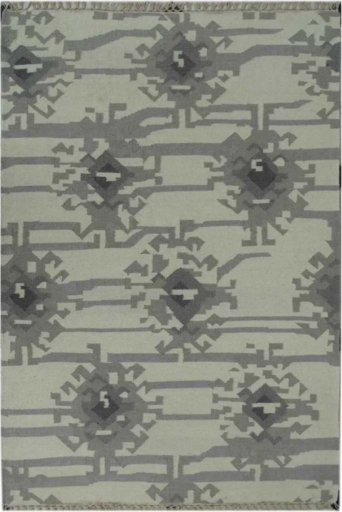 Tapis de salon en laine KMESAR pour déco bohème chic motif abstrait