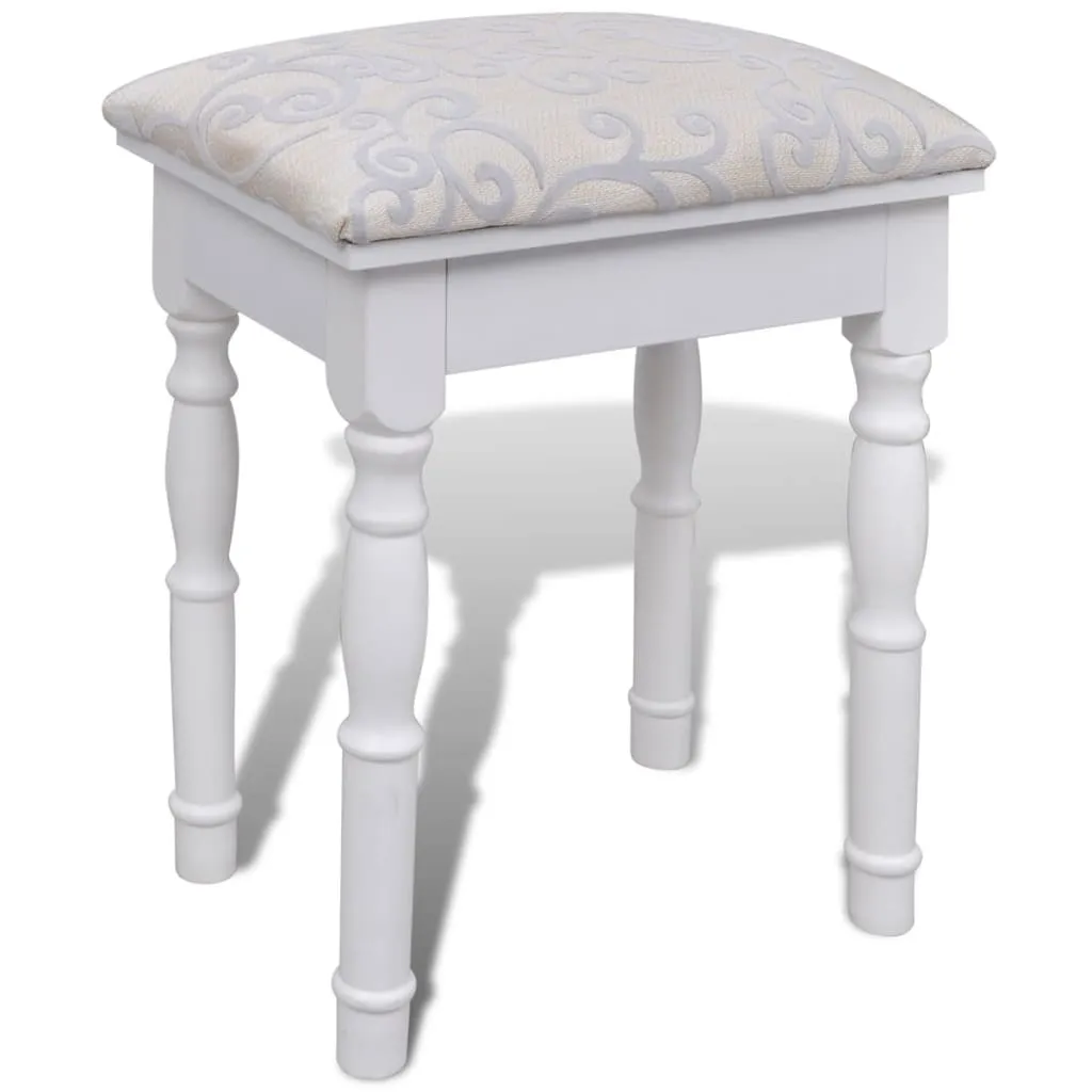 Coiffeuse Miroir 3 volets et 2 Tiroirs de Rangement avec Tabouret - 17