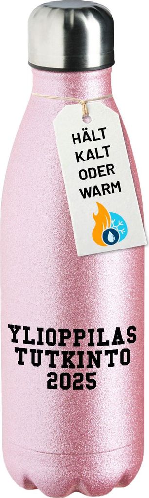 Huuraa Wasserflasche Ylioppilastutkinto 2025 Abschluss Finnland Geschenk 500ml Pink Flasche Ylioppilastutkinto 2025 Präsent