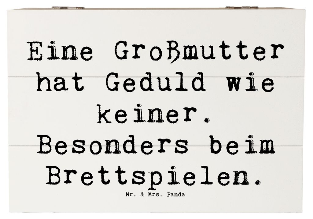 Mr. & Mrs. Panda Holztruhe Spruch Großmutter Geduld 22 x 15 cm - Weiß - Geschenk, Dankeschön, Familienzeit, fotobox, Familie, Lehren, für, Box,...