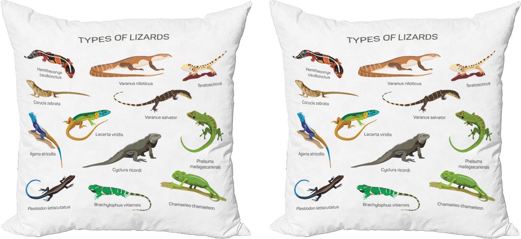 ABAKUHAUS Reptil Kissenbezug Set (2Stück), Exotische Eidechse Reptilien, doppelseitiges Digitaldruckdekor mit Reißverschluss, 50 cm, Mehrfarbig
