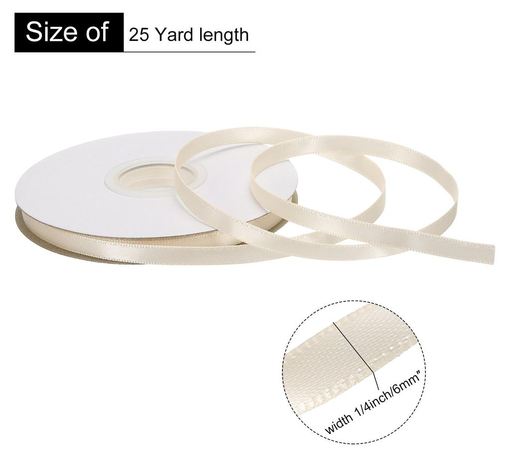 6 mm x 23 Meter Satinband, Doppelseitige Schleifenband Polyester Geschenkband fš¹r Deko Party Hochzeit Geburtstag Trauer Geschenkverpackung Band,...