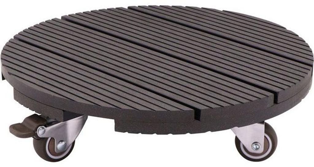 Plant pot stand with wheels - NATURE - WPC H7.5 x Ø30 cm - Productafbeelding 