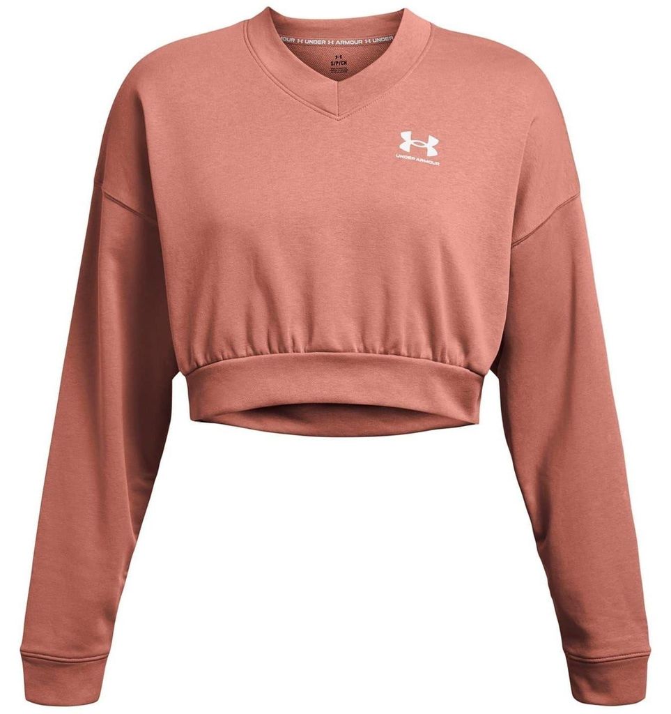 Under Armour - "Rival" Kurzes Sweatshirt für Damen, Rundhalsausschnitt, Frottee GT24514 (42 DE) (Schwarz)