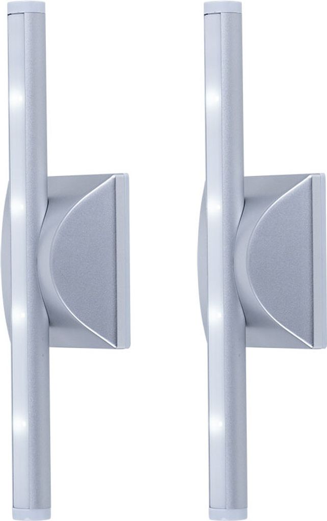 2x LED Wandleuchte, Nachtlicht, Batterie, silber, H 28 cm