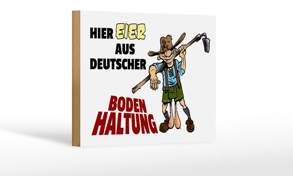 Holzschild Hinweis 18x12cm Hier Eier aus deutscher Bodenhaltung