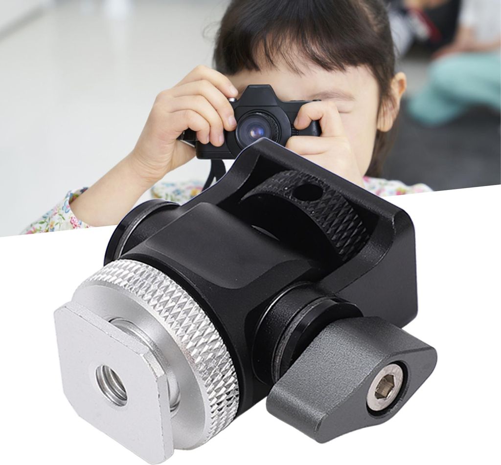 Feldmonitorhalter mit Blitzschuh, 360°-Drehknopf, 1/4-Zoll-Schraube, universelle Kamerahalterung, Silber