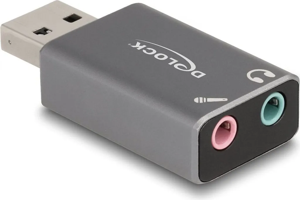 Adaptateur Audio USB vers Double Jack 3,5 mm pour Casque et Micro Delock