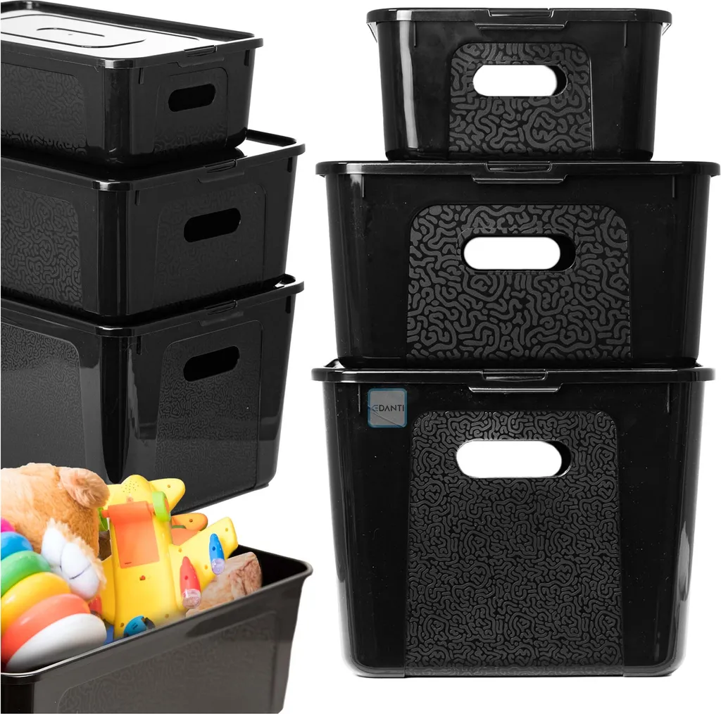 Lot de boîtes plastique empilables 7 à 20 L avec fermeture sécurisée