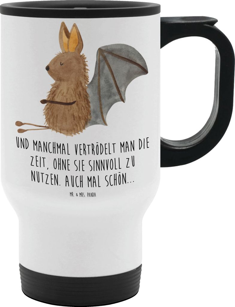 Mr. & Mrs. Panda thermosbecher Fledermaus Sitzen - Weiß - Geschenk, Kaffeebecher To Go, Teebecher, To-Go-Becher, Motivation, Entspannen, Thermobec...