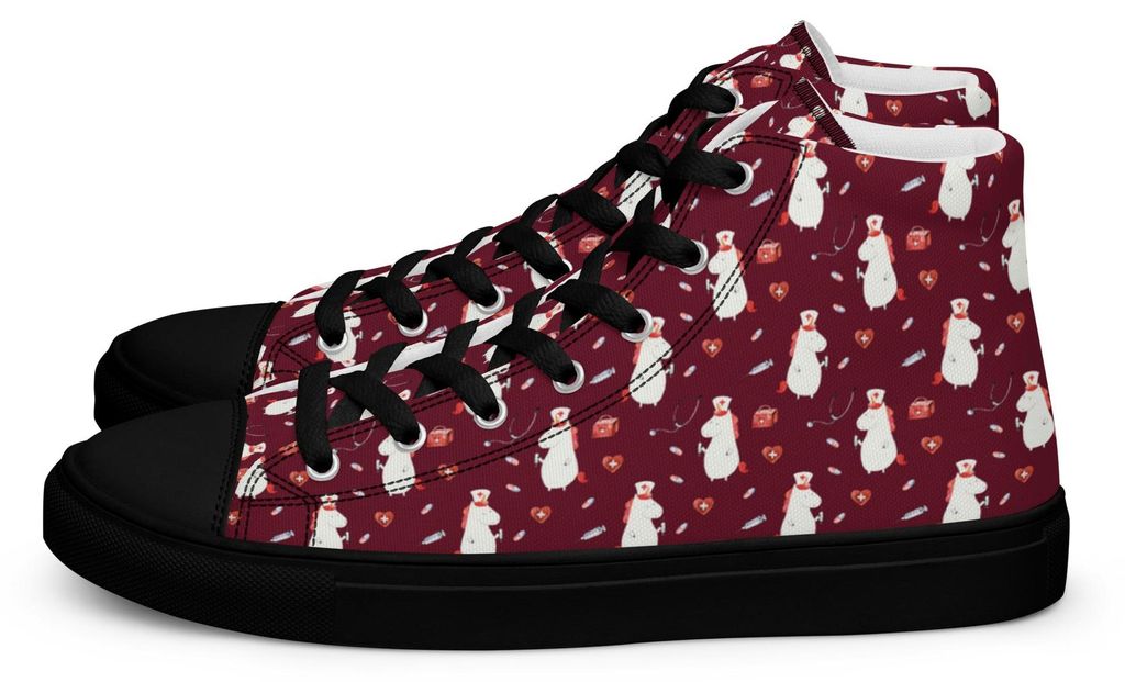 Mr. & Mrs. Panda Damen Sneaker Black Edition Einhorn Krankenschwester Größe 38 1/2 - Rot - Geschenk, Krankenpflegerin, Schwarz, Ärztin, Krankenh...