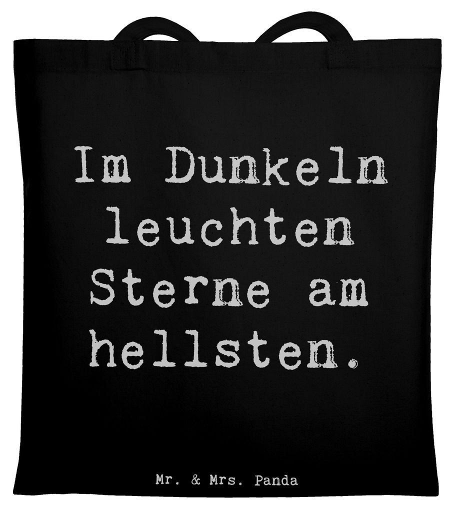 Mr. & Mrs. Panda Tote Bag Spruch Angst vor Dunkelheit überwinden - Schwarz - Geschenk, Zuversicht, Licht in der, Mut machen, inspirierende Botscha...