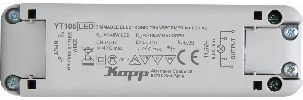 Transformateur électronique 105 W/VA Image du produit 