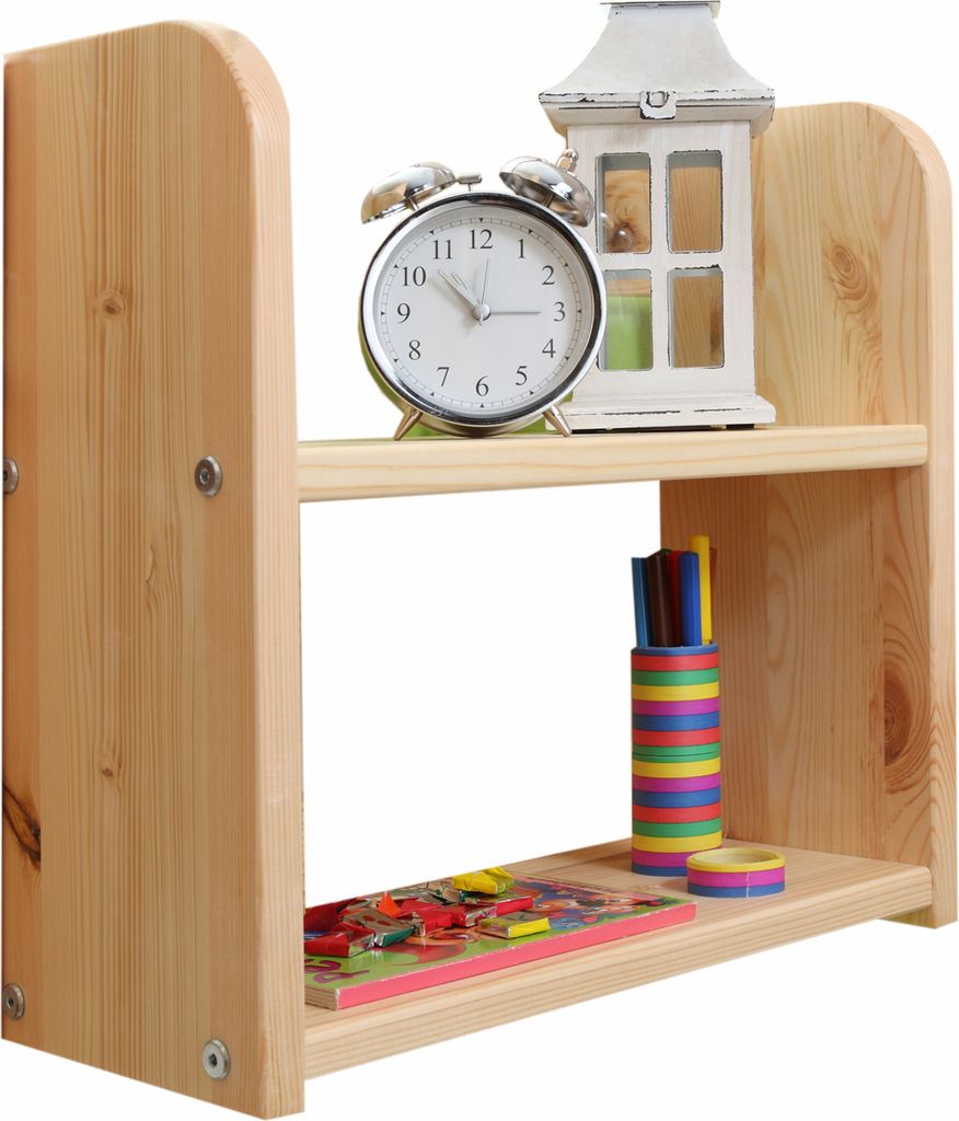 TiCAA Einhängeregal Hoch- und Etagenbett Kiefer klein mit 2 Böden, Natürlich/Natur, Holzwerkstoffe, Modern, 400 mm, 170 mm, 400 mm