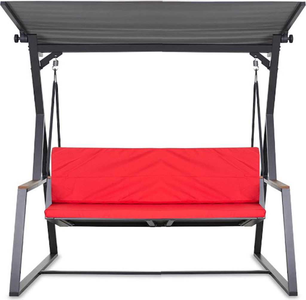 Kissen hollywoodschaukel 3-sitzer 160x60 + 160x50 cm Rot Sitzkissen und Rückenkissen für 2-3, Personen doppelseitiges Kissen mit abnehmbarem Bezug