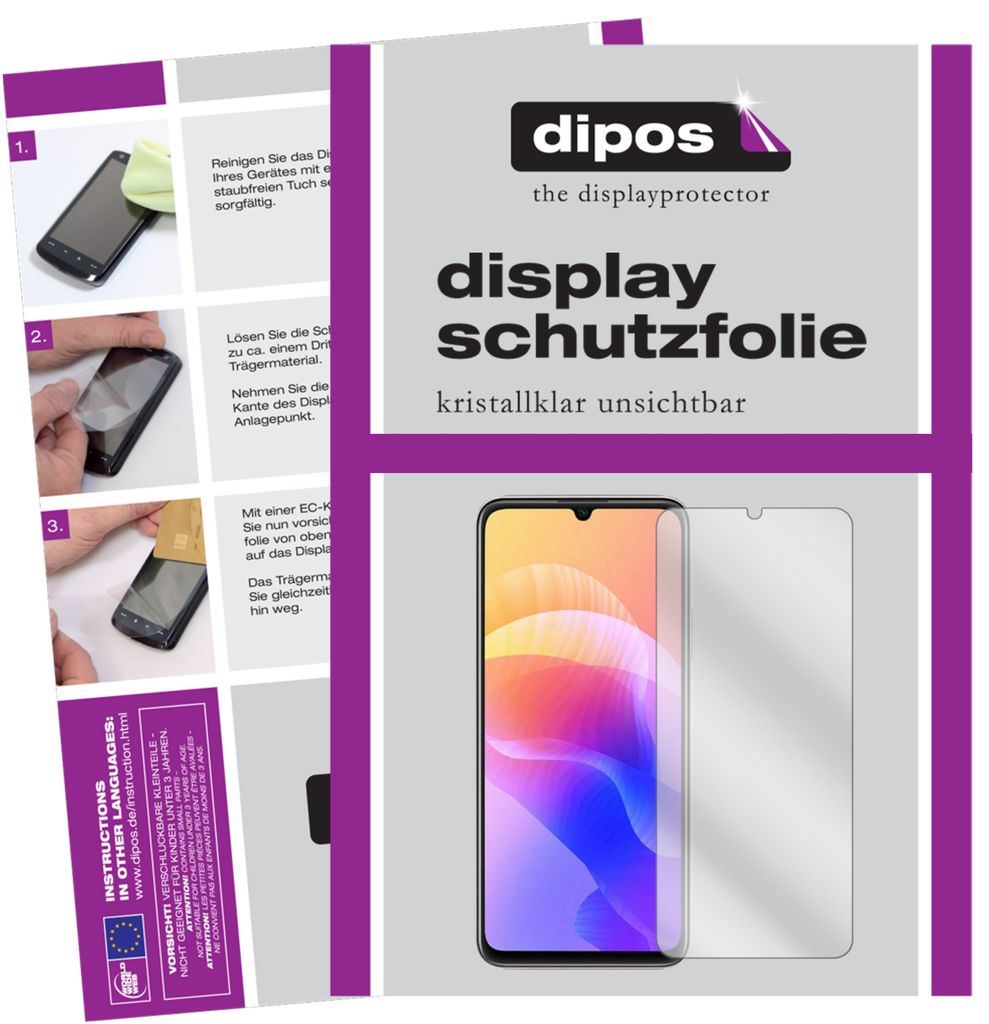 2x Schutzfolie für Huawei Enjoy 20 5G klar Displayschutzfolie Folie Display Schutz dipos