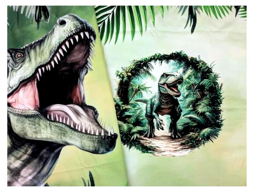 Baumwolljersey Panel Dino Rex Palmen 80 x 165 cm Stoff Meterware