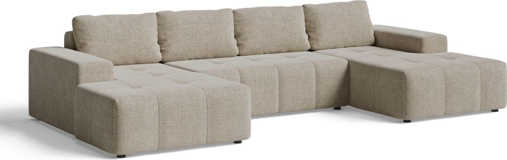 Ecksofa in U Form - Mit Schlaffunktion und Bettkasten - 336x76x155 cm - Beige - Polstermöbel - Couchgarnitur - Schlafsofa - ORION