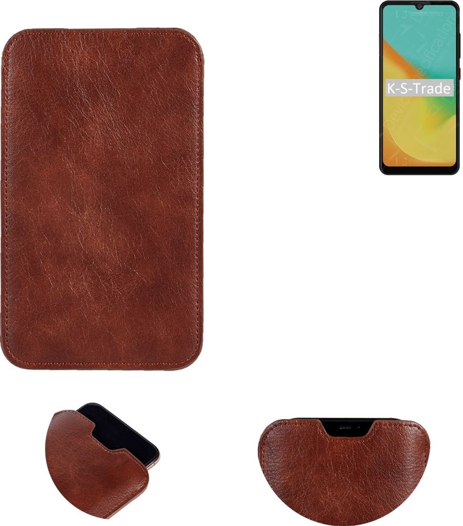K-S-Trade Schutzhülle Handyhülle kompatibel mit ZTE Blade A7 Handytasche Kunstleder Sleeve in braun
