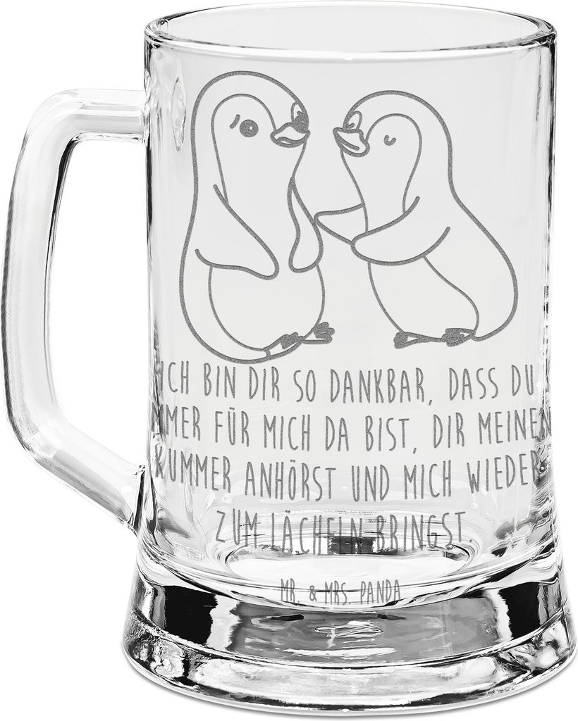 Mr. & Mrs. Panda Krug Pinguine trösten - Transparent - Geschenk, Seidel, Freund, Bierkrug Mit Gravur, Humpen, für Partner, Hochzeitstag, Frauen, ...