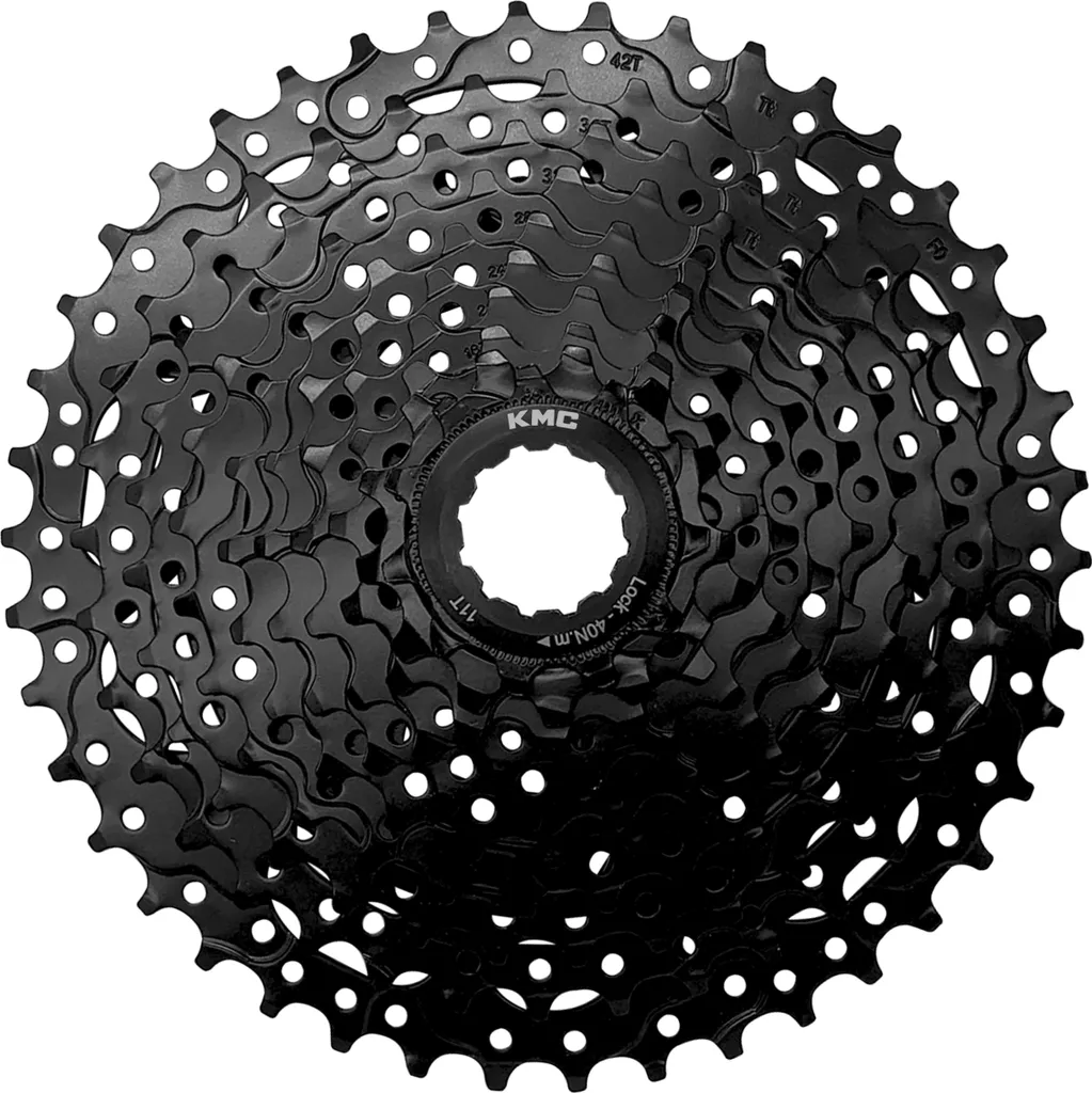 Cassette 10 vitesses KMC robuste 11-42 dents noire et fluide Shimano