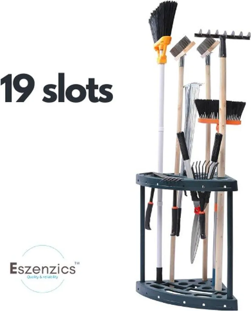 Organisateur porte-outils de jardin compact pour abri et garage gris