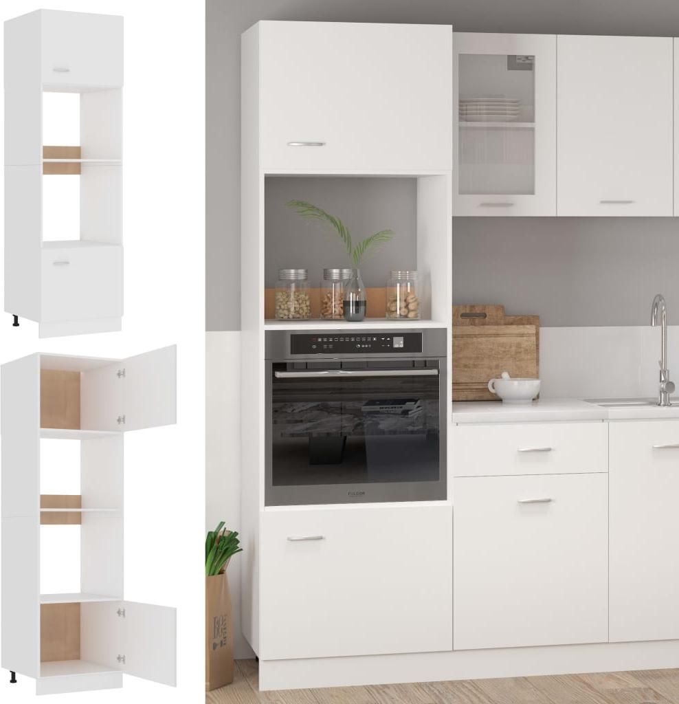 vidaXL Skříňka do mikrovlnné trouby Lyon Bílá 60x57x207 cm Obrázek produktu 