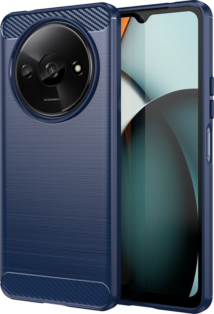 Hülle für Xiaomi Redmi A3 Carbon-Faser Weich TPU Silikon Stoßfest Handyhülle Blau