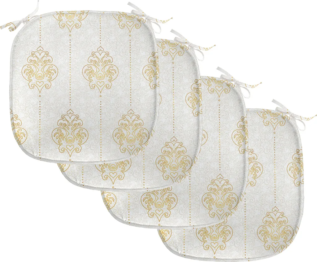 Set 4 Coprisedia Imbottiti 40x40 Design a Punti Giallo Marrone