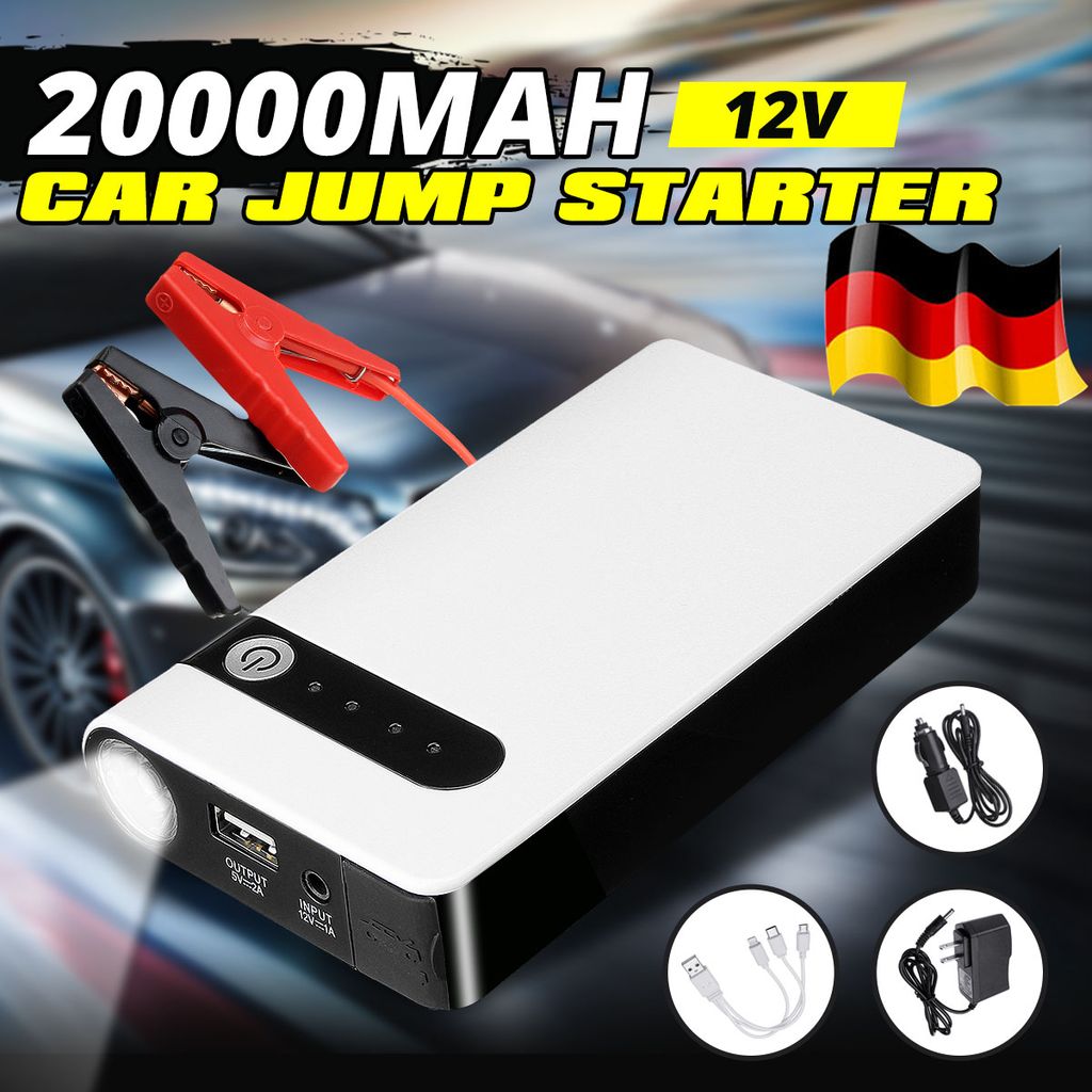 DE 20000mAh Auto KFZ Starthilfe Jump Starter 12V Ladegerät Powerbank Booster