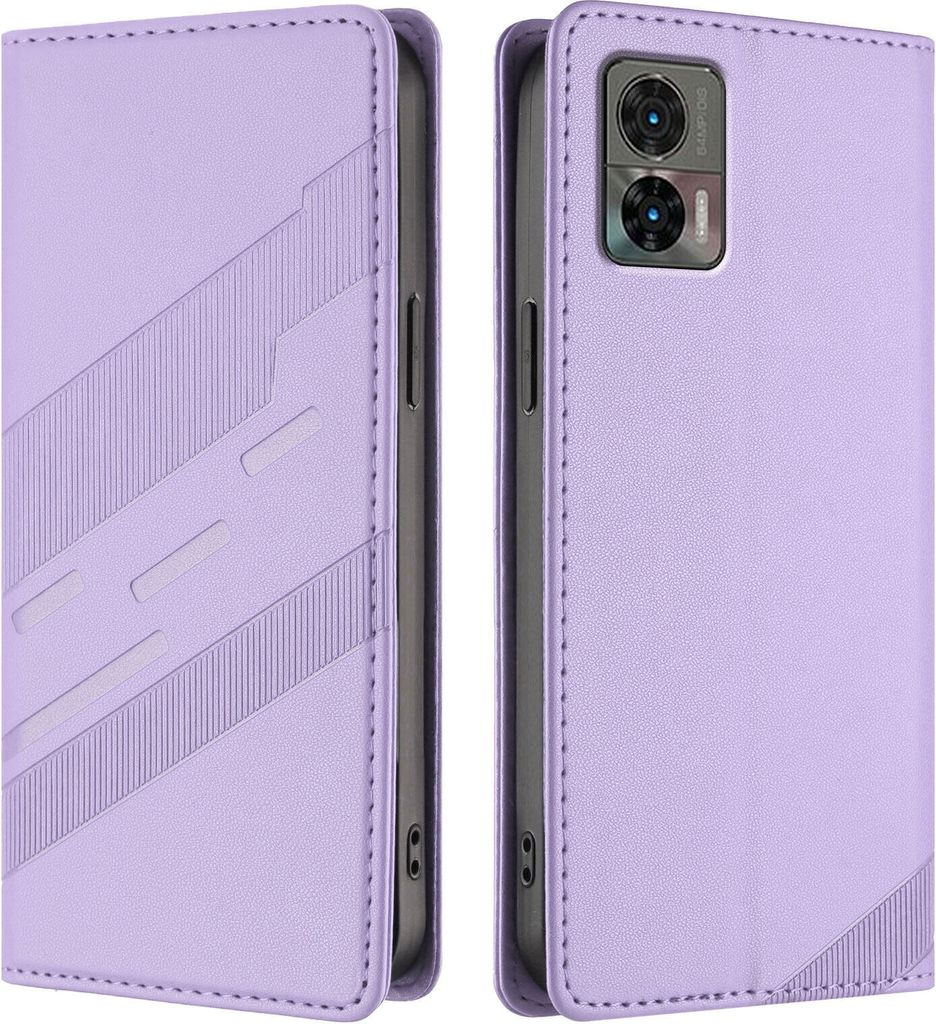 Hülle für Motorola Edge 30 Neo, Kunstleder Brieftaschen Handyhülle mit Kartenfach und Standfunktion Violett