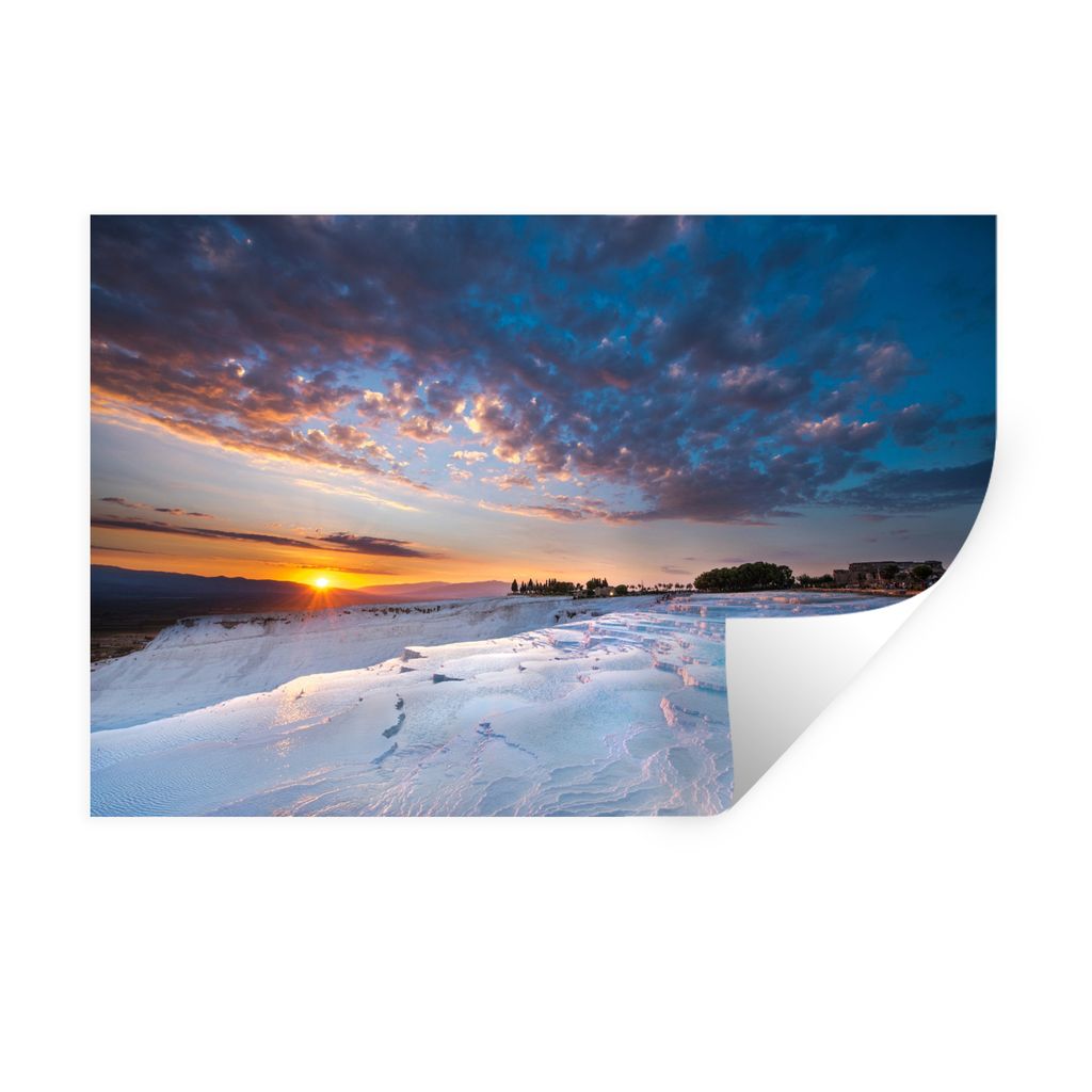 MuchoWow Wandtattoo Wandsticker Wandaufkleber Farbenfroher Himmel über Pamukkale in der Türkei 30x20 cm Selbstklebend und Repositionierbar - Wi...