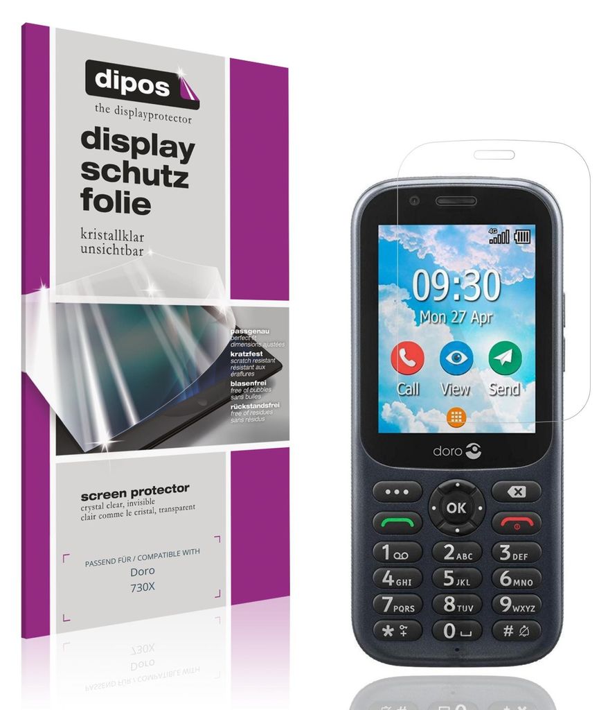 4x Schutzfolie für Doro 730X klar Displayschutzfolie Folie Display Schutz dipos