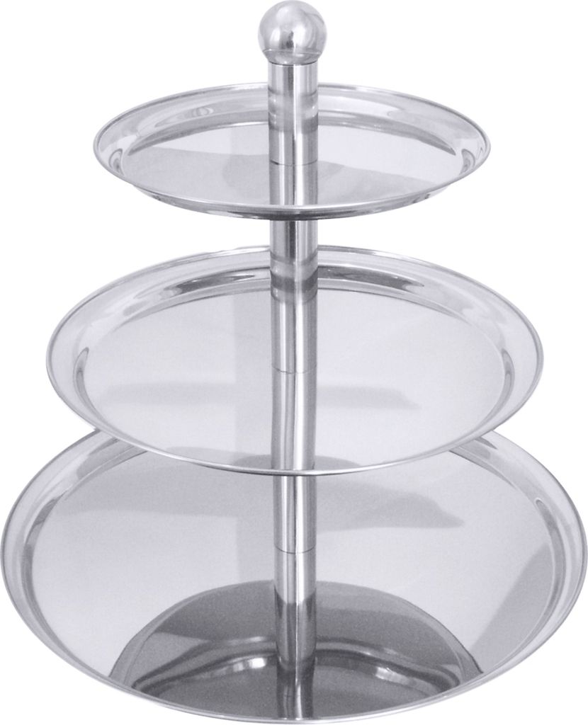 Etagere, aus Edelstahl, hochglanz, 3-stufig, 30/40/50 cm, 49 cm Höhe