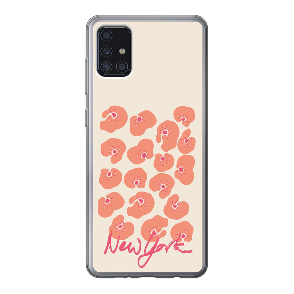 MuchoWow Handyhülle Schutzhülle Hülle für Samsung Galaxy A52 5G Blume - Abstrakt - New York Silikon Softcase Handy Hülle - Umschlag