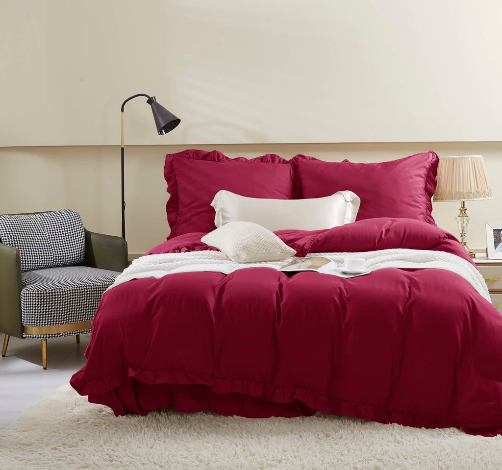 Bettwäsche Rot 220x200cm 100% Mikrofaser + 2 Kissenbezüge 70x80 Ruffy