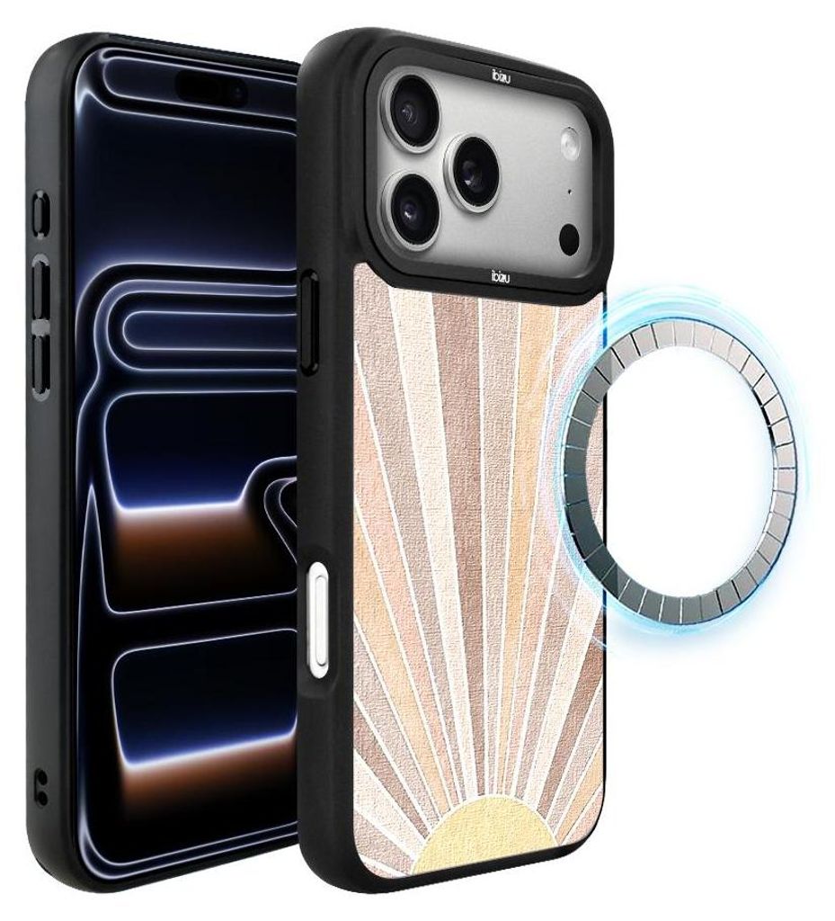 Schutzhülle für das iPhone 17 Pro Max, MagSafe-kompatibel, mattschwarze Seiten, Sonnenaufgang, im Boho-Stil