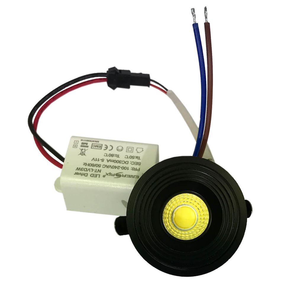 3w Klein Mini LED Einbauspot Einbauleuchte COB LED Einbauppot Einbauleuchte Schwarzer Rahmen Kaltweiß