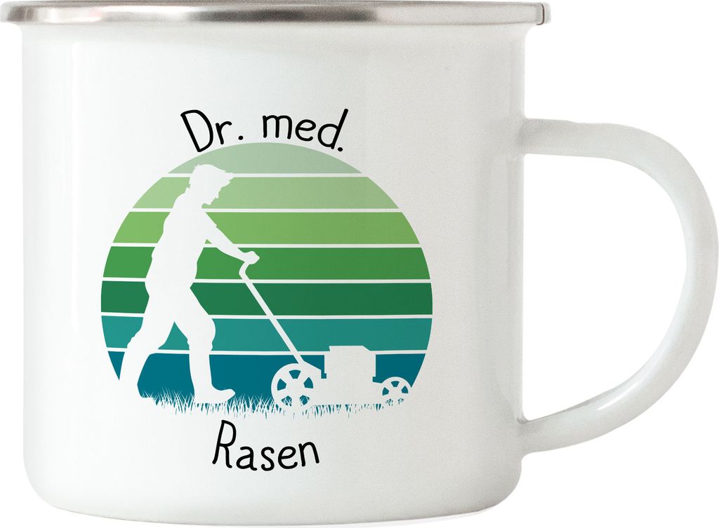 Dr. Med. Rasen Emaille Tasse Gartenarbeit Garten Doktor Arzt Rasenpflege Garten Gartenpflege Rasen Natur Rasenmäher
