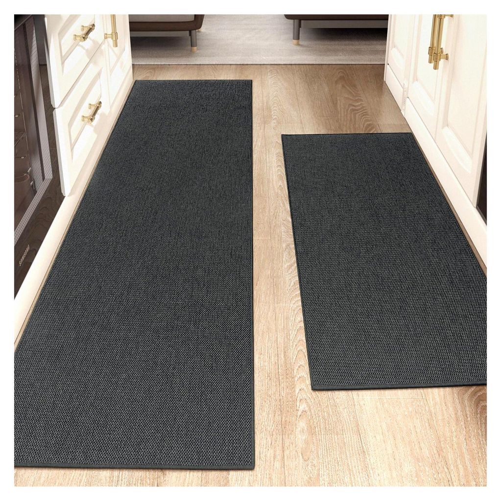 Küchenteppiche rutschfest und waschbar 43x75+43x150cm, 4mm dünner Gewebe Küchenläufer, absorbierende und leicht zu reinigende Fußmatten für v...