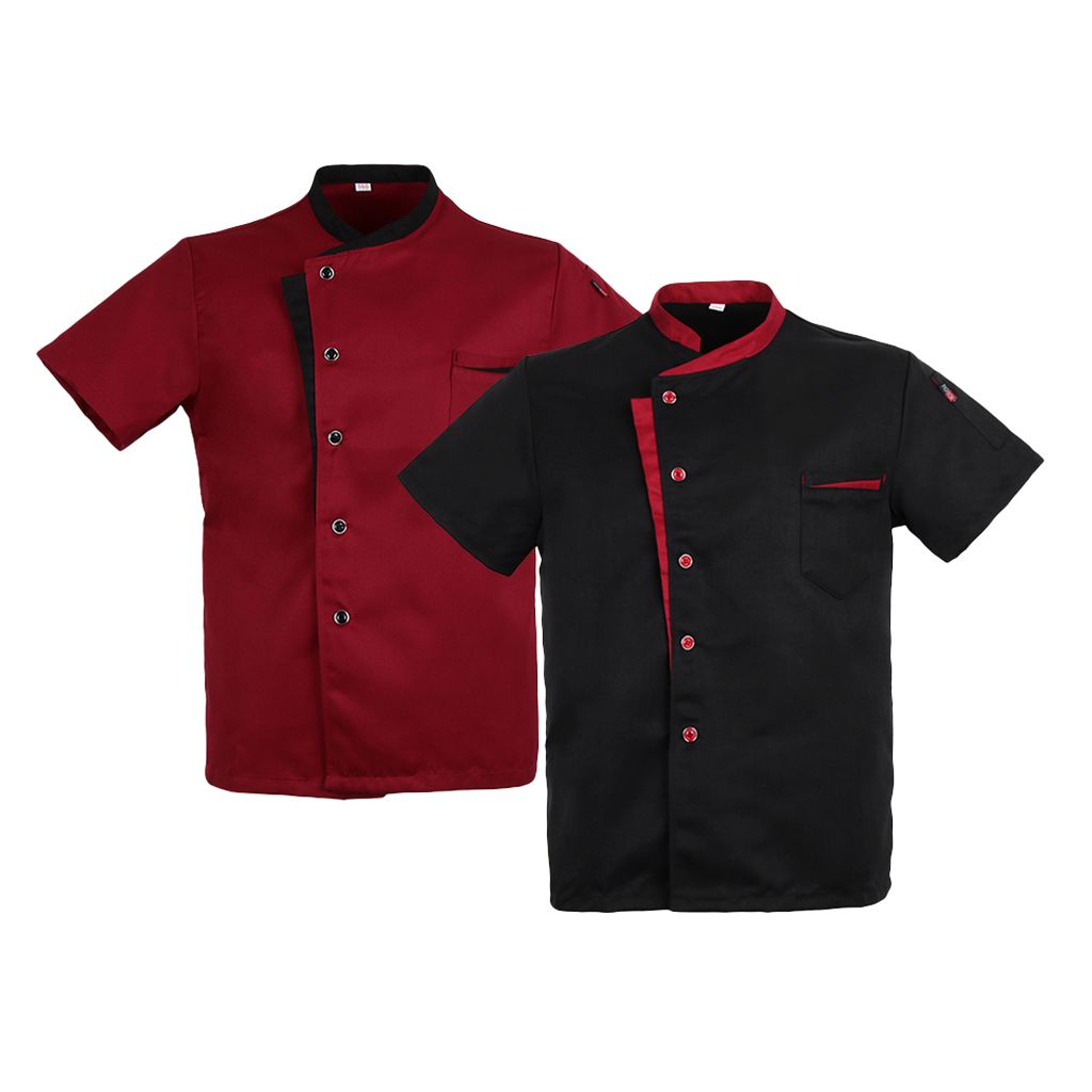 Kochkleidung Uniform mit Knöpfen Unisex Kochjacke Langarm Bäckerjacke Jacke 