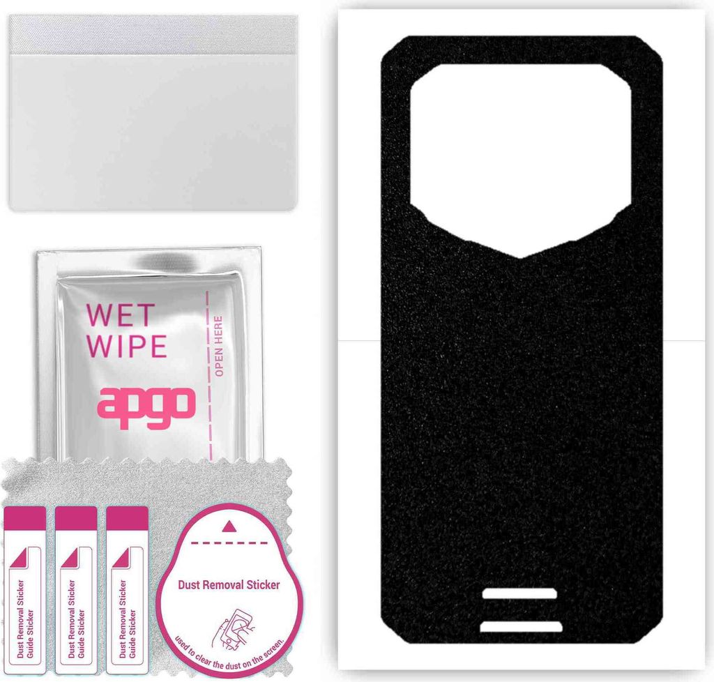 apgo Rückseite Schutzfolie, Skin, kompatibel mit Oukitel WP15, Hinten Displayschutzfolie aus Vinylfolie, kratzfest, einfache Montage - Mattschwarz
