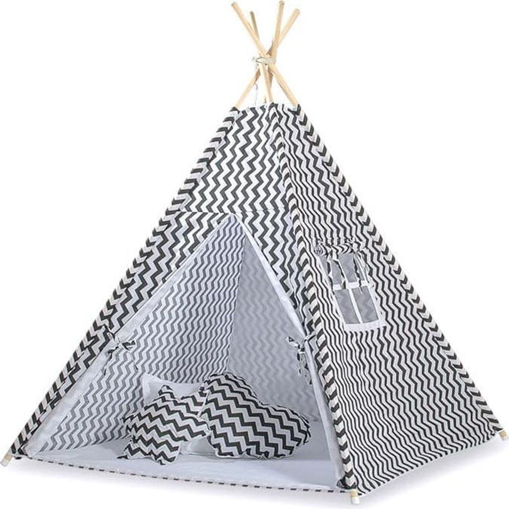 Tipi-Zelt für Kinder - Tipi-Spielzelt - inkl. Dekorative Federn, leicht und einfach zu falten