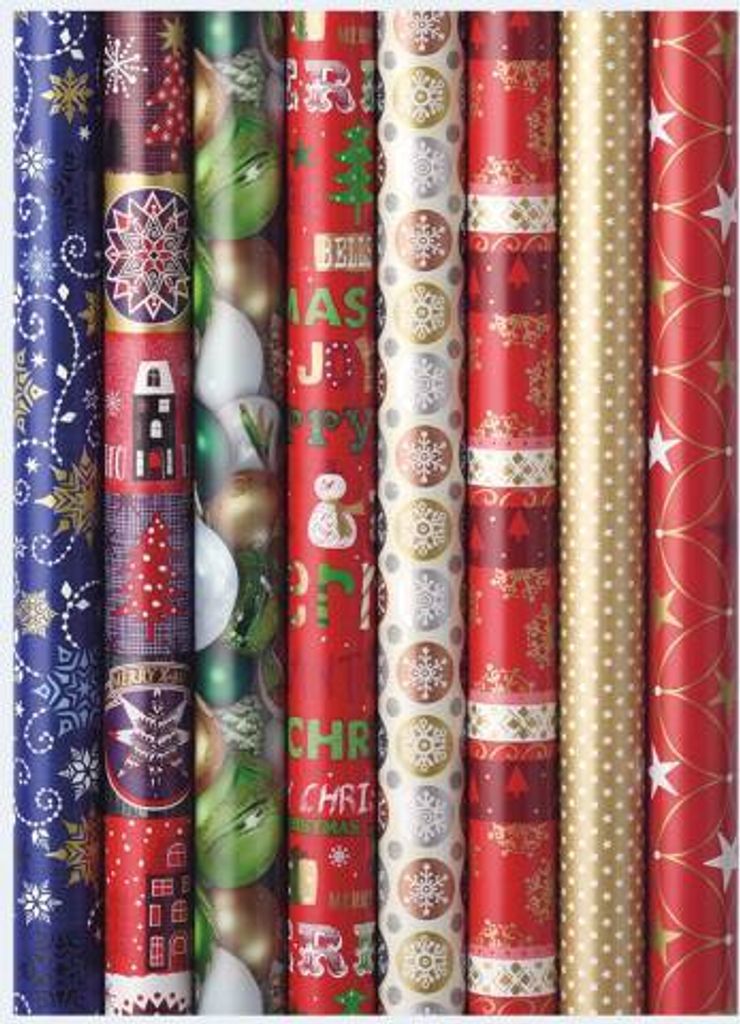 Sortiment Geschenkpapier Weihnachten - Präsenta - 50 Röllchen á 500x100 cm -Rolle: € 3,95 -gesamt: € 197,50