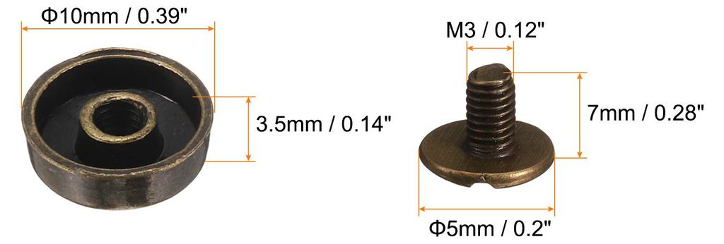 20 Set Leder Nieten 10 x 3,5mm Doppelkappe Hohlnieten Hornschrauben Zubeh?r mit Metall Schraubnieten Rš¹cknieten Punk fš¹r Gš¹rtel Dekoration...