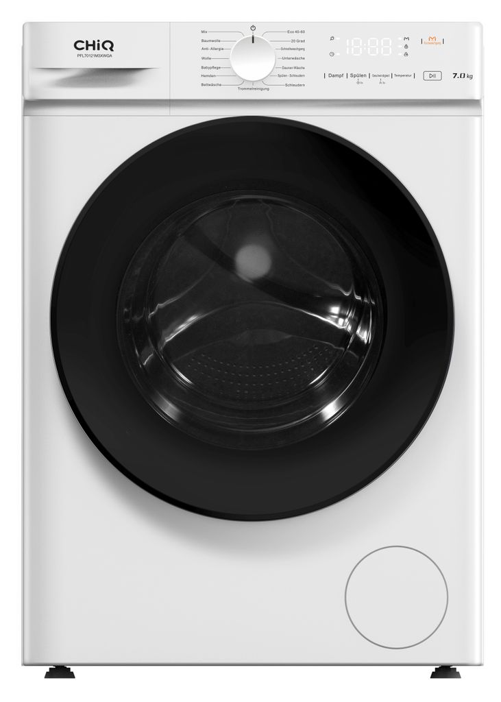 CHiQ PFL70121M3XWGA Waschmaschine 7kg, Frontlader, 15 Waschprogramme, Aqua-Stop, Steam-Wash Dampffunktion, 1200U/min.